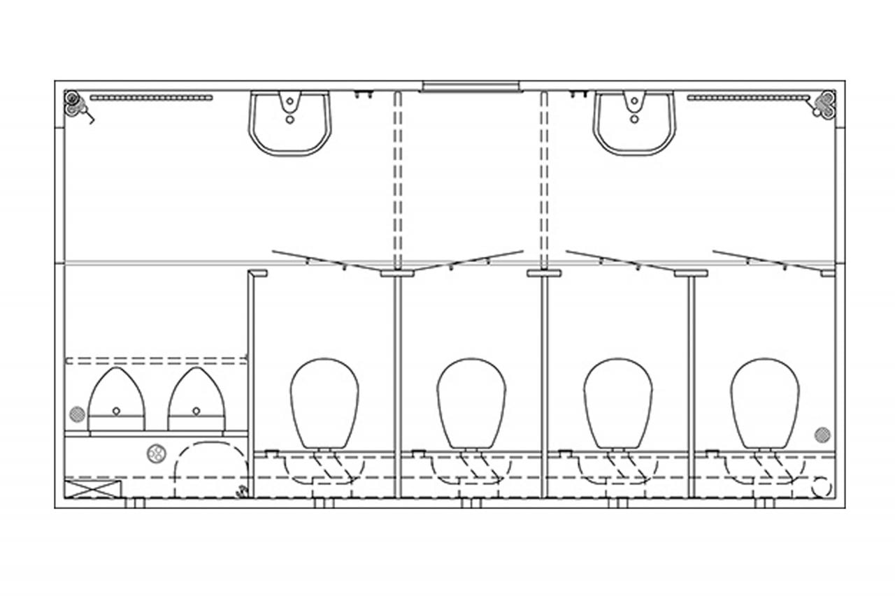 Toilet Trailer With 4 Cubicles And 2 Urinals 