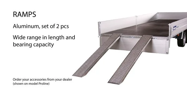 Quality aluminium ramps on trailer- Various weights