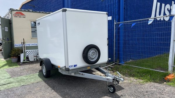 Enclosed motorbike trailer spare tyre