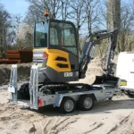 JCB mini on plant trailer